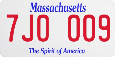 MA license plate 7JO009