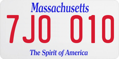 MA license plate 7JO010
