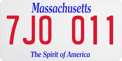 MA license plate 7JO011