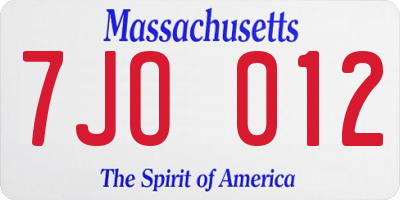 MA license plate 7JO012
