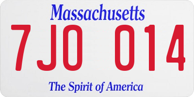 MA license plate 7JO014