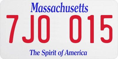 MA license plate 7JO015