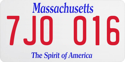 MA license plate 7JO016