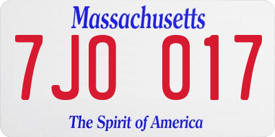 MA license plate 7JO017