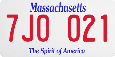 MA license plate 7JO021
