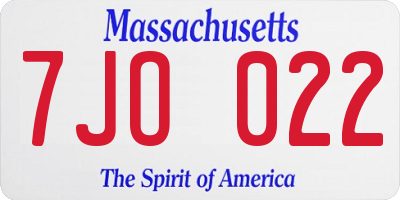 MA license plate 7JO022