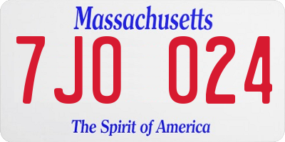 MA license plate 7JO024