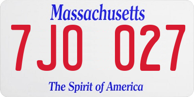 MA license plate 7JO027