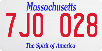 MA license plate 7JO028