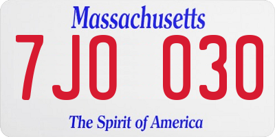 MA license plate 7JO030
