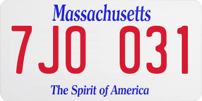 MA license plate 7JO031