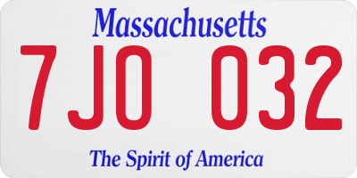 MA license plate 7JO032