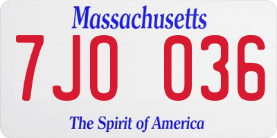 MA license plate 7JO036
