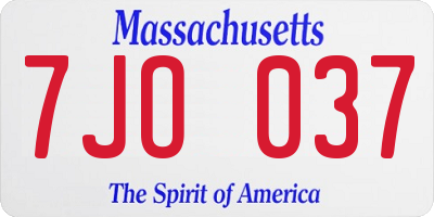 MA license plate 7JO037