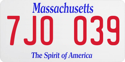 MA license plate 7JO039