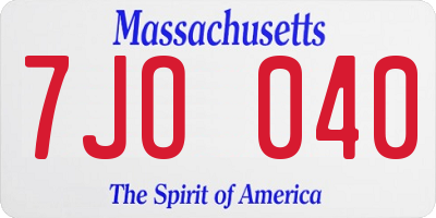 MA license plate 7JO040