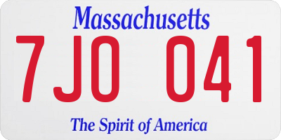 MA license plate 7JO041