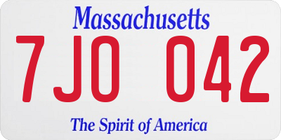 MA license plate 7JO042