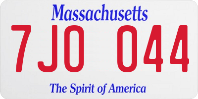 MA license plate 7JO044