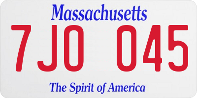 MA license plate 7JO045