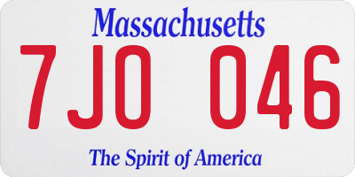 MA license plate 7JO046