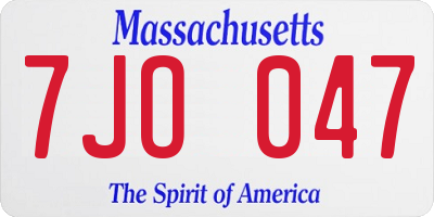 MA license plate 7JO047