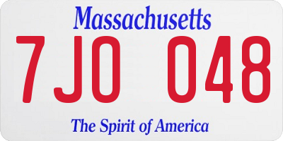 MA license plate 7JO048