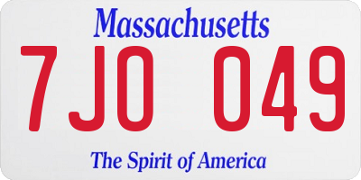 MA license plate 7JO049