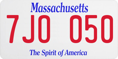 MA license plate 7JO050