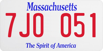 MA license plate 7JO051