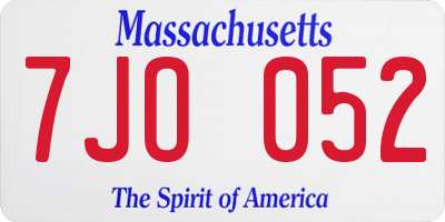 MA license plate 7JO052