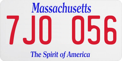 MA license plate 7JO056