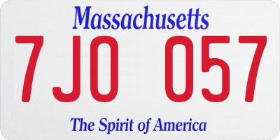 MA license plate 7JO057