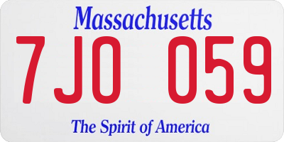 MA license plate 7JO059