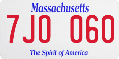 MA license plate 7JO060