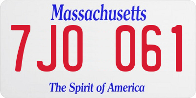 MA license plate 7JO061