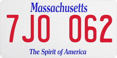 MA license plate 7JO062