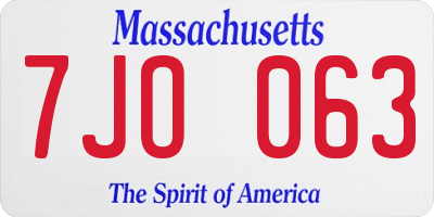 MA license plate 7JO063