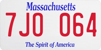 MA license plate 7JO064