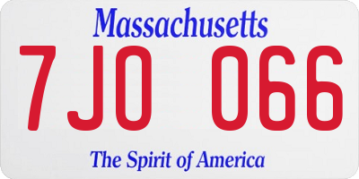MA license plate 7JO066