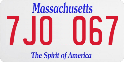MA license plate 7JO067