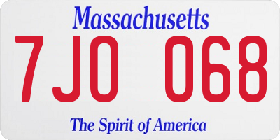 MA license plate 7JO068