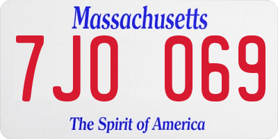 MA license plate 7JO069