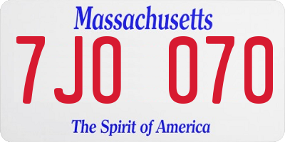 MA license plate 7JO070