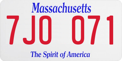 MA license plate 7JO071