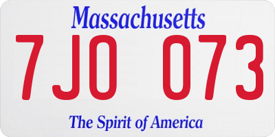 MA license plate 7JO073