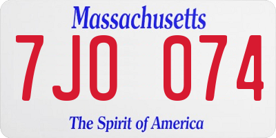 MA license plate 7JO074
