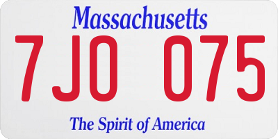 MA license plate 7JO075