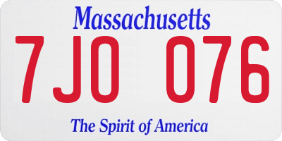 MA license plate 7JO076