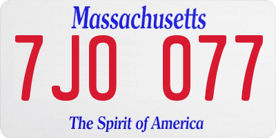 MA license plate 7JO077